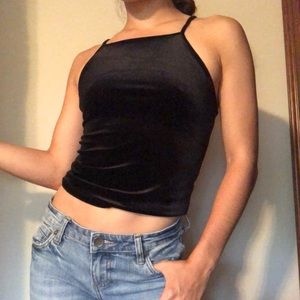 Black Velvet Halter Cropped top